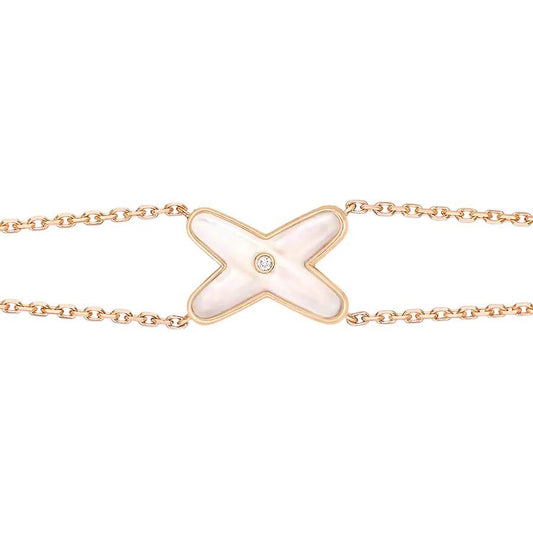 LUXEIFY JEUX BRACELET WHITE MOP PINK GOLD 1 DIAMOND
