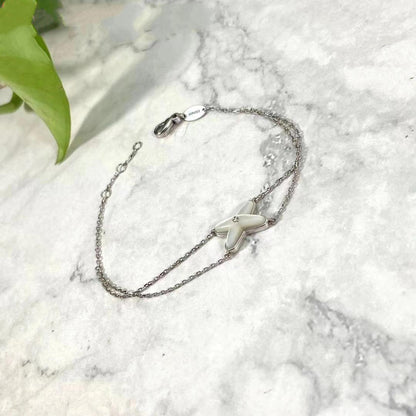 LUXEIFY JEUX BRACELET WHITE MOP SILVER 1 DIAMOND