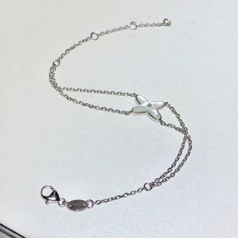 LUXEIFY JEUX BRACELET WHITE MOP SILVER 1 DIAMOND