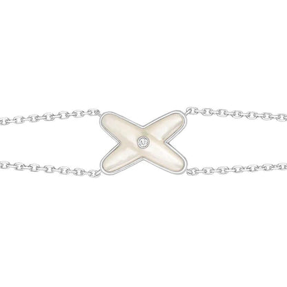 LUXEIFY JEUX BRACELET WHITE MOP SILVER 1 DIAMOND