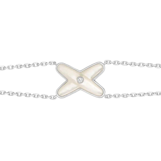 LUXEIFY JEUX BRACELET WHITE MOP SILVER 1 DIAMOND