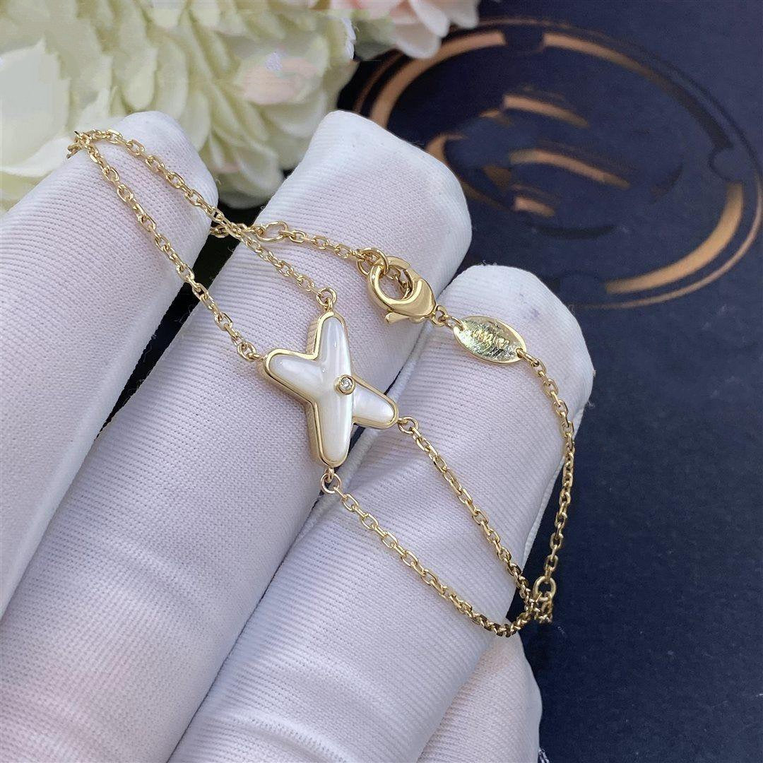 LUXEIFY JEUX BRACELET WHITE MOP GOLD 1 DIAMOND