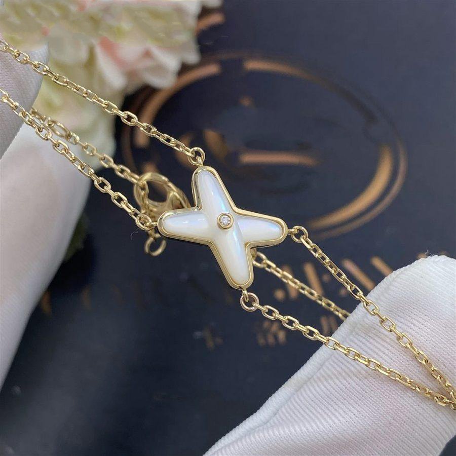 LUXEIFY JEUX BRACELET WHITE MOP GOLD 1 DIAMOND