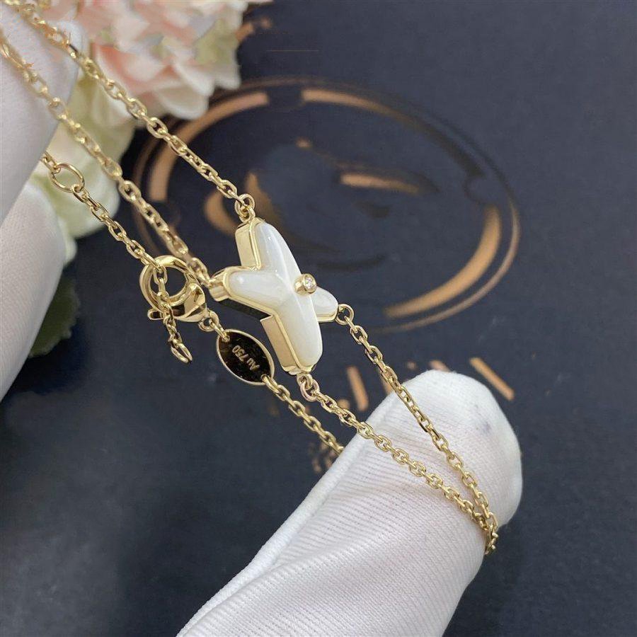LUXEIFY JEUX BRACELET WHITE MOP GOLD 1 DIAMOND