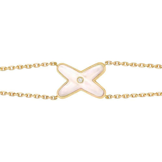 LUXEIFY JEUX BRACELET WHITE MOP GOLD 1 DIAMOND