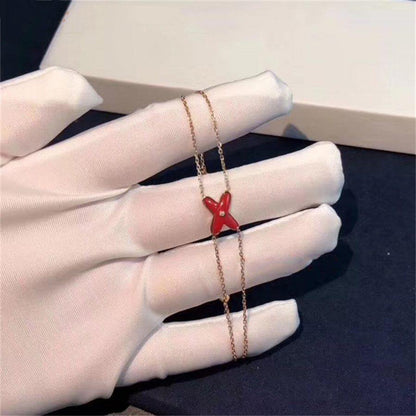 LUXEIFY JEUX BRACELET CARNELIAN PINK GOLD 1 DIAMOND