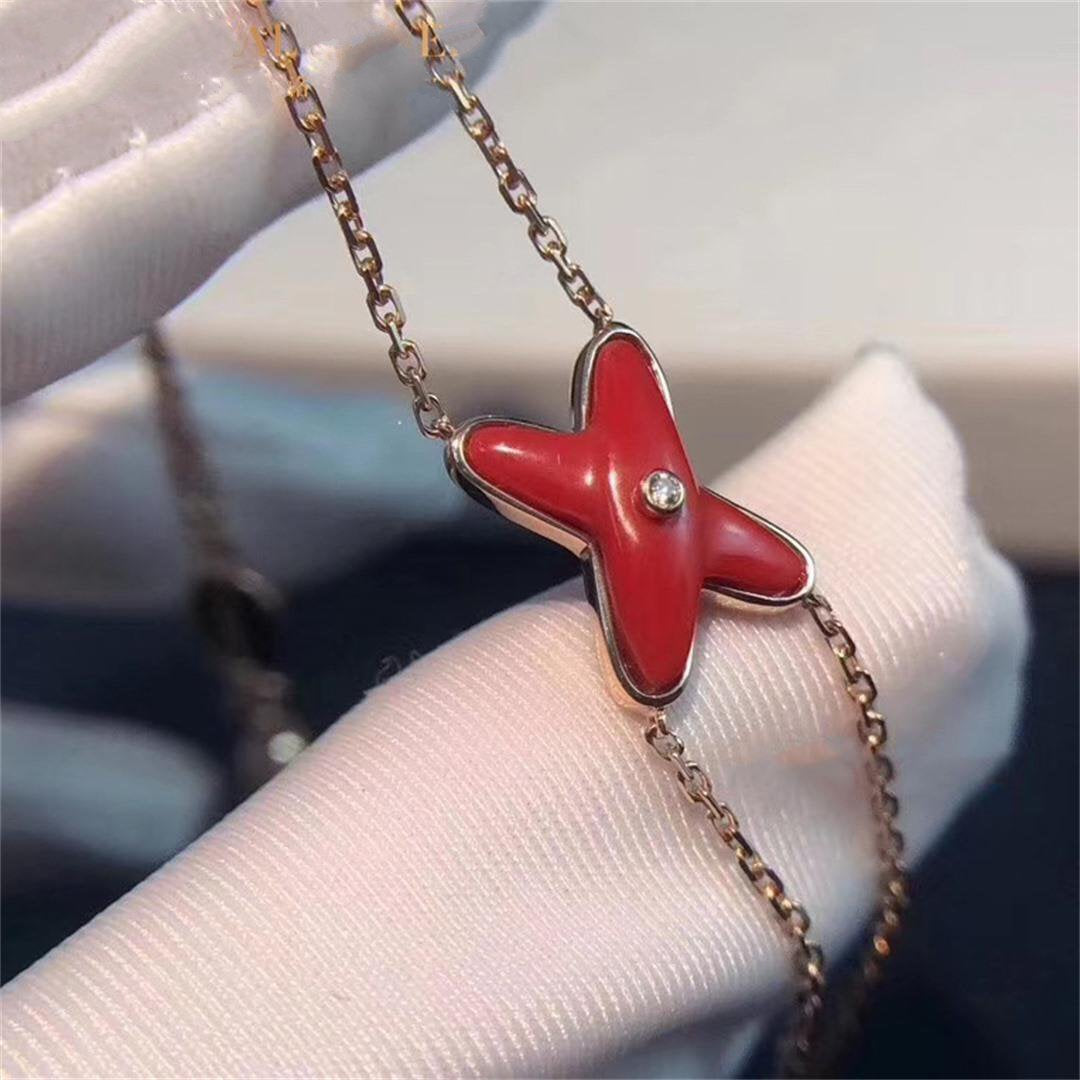 LUXEIFY JEUX BRACELET CARNELIAN PINK GOLD 1 DIAMOND