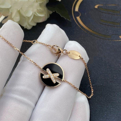 LUXEIFY JEUX DE BRACELET ONYX PINK GOLD DIAMOND