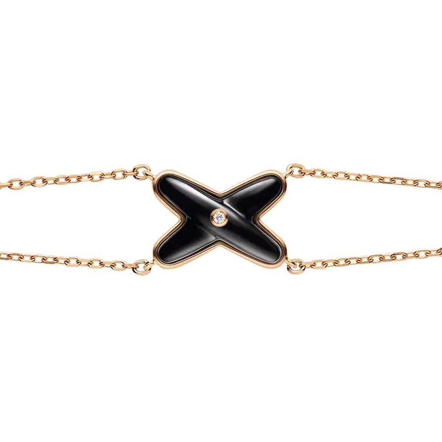 LUXEIFY JEUX BRACELET ONYX PINK GOLD 1 DIAMOND