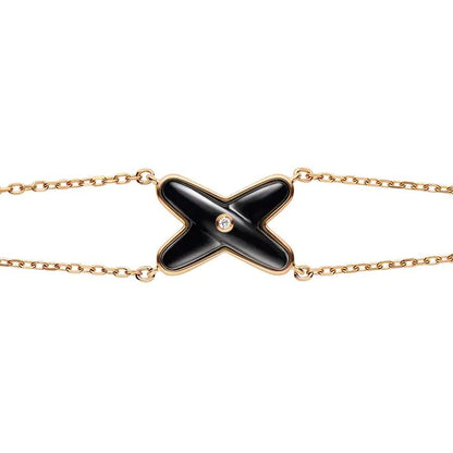 LUXEIFY JEUX BRACELET ONYX PINK GOLD 1 DIAMOND