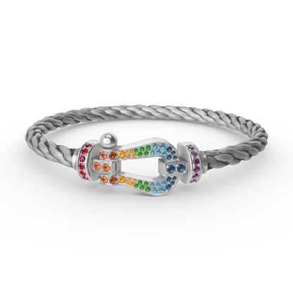 LUXEIFY FORC LARGE HORSESHOE  COLORED DIAMOND BRACELET SILVER