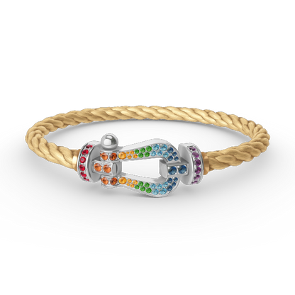 LUXEIFY FORC LARGE HORSESHOE  COLORED DIAMOND BRACELET SILVER
