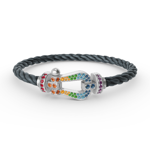 LUXEIFY FORC LARGE HORSESHOE  COLORED DIAMOND BRACELET SILVER