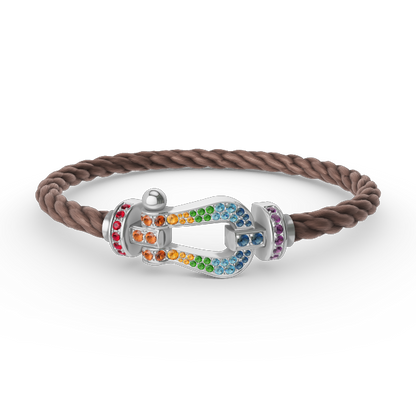 LUXEIFY FORC LARGE HORSESHOE  COLORED DIAMOND BRACELET SILVER