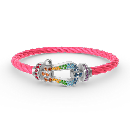 LUXEIFY FORC LARGE HORSESHOE  COLORED DIAMOND BRACELET SILVER