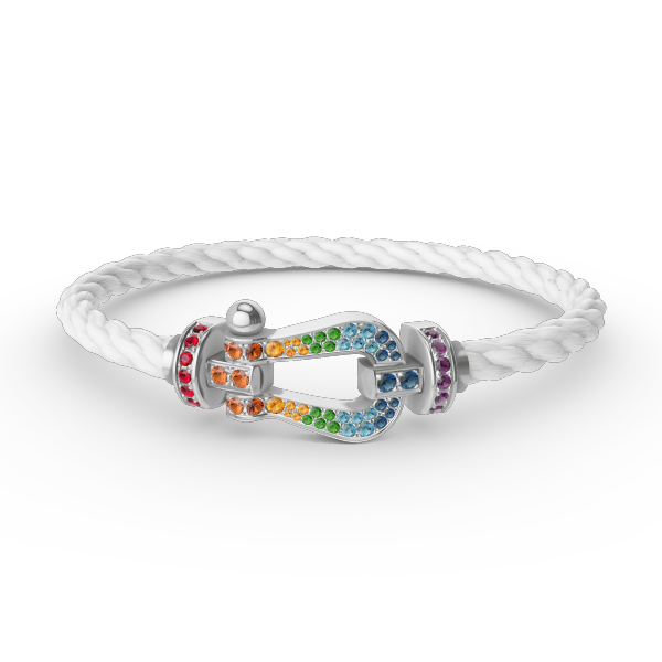LUXEIFY FORC LARGE HORSESHOE  COLORED DIAMOND BRACELET SILVER