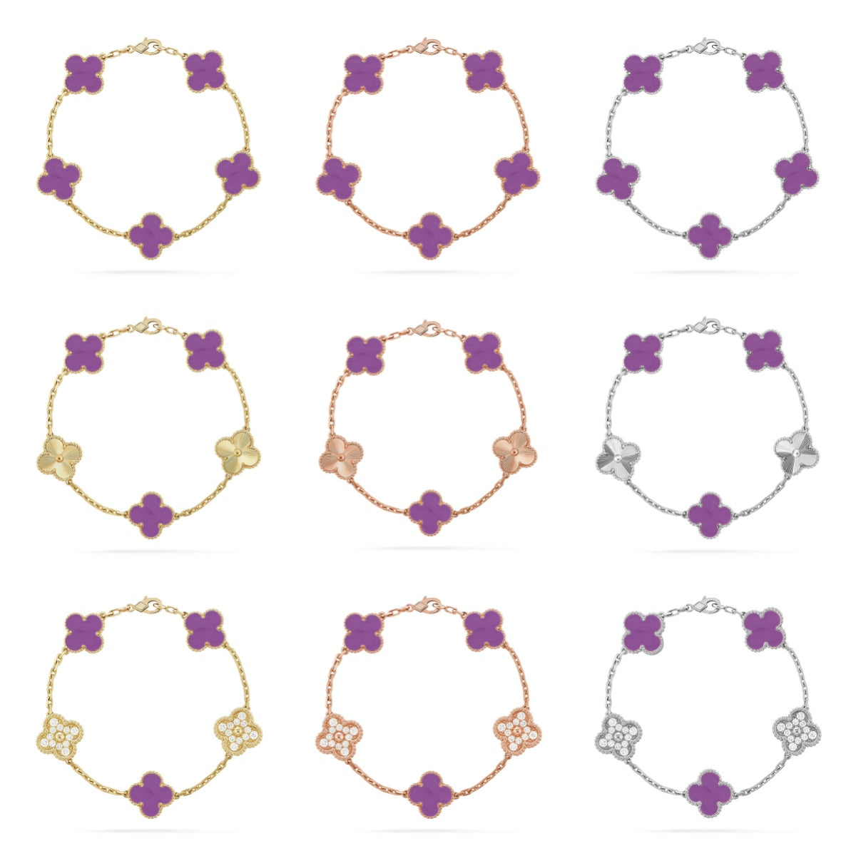 CLOVER 5 MOTIF VIOLET BRACELET COLLECTION