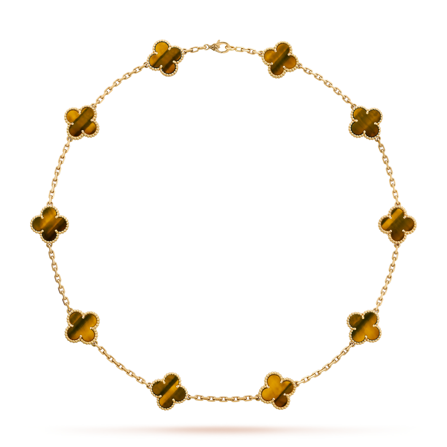 CLOVER 10 MOTIFS TIGER EYE NECKLACE