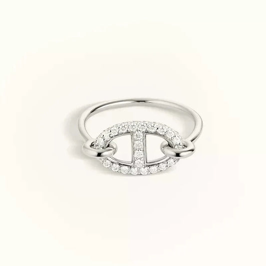 LUXEIFY RONDE SMALL SILVER DIAMOND RING