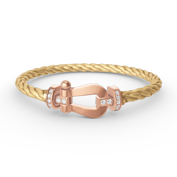 LUXEIFY FORCE LARGE HORSESHOE HALF DIAMOND BRACELET ROSE GOLD