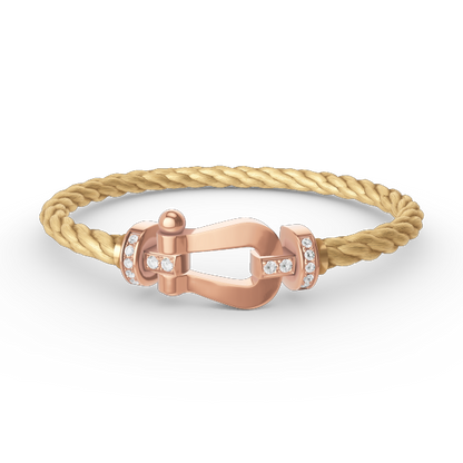 LUXEIFY FORCE LARGE HORSESHOE HALF DIAMOND BRACELET ROSE GOLD