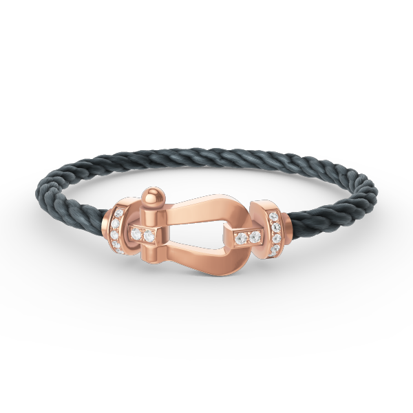 LUXEIFY FORCE LARGE HORSESHOE HALF DIAMOND BRACELET ROSE GOLD