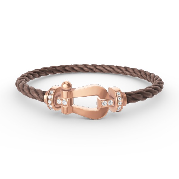 LUXEIFY FORCE LARGE HORSESHOE HALF DIAMOND BRACELET ROSE GOLD