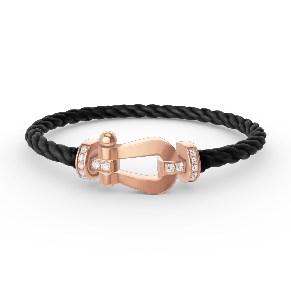 LUXEIFY FORCE LARGE HORSESHOE HALF DIAMOND BRACELET ROSE GOLD