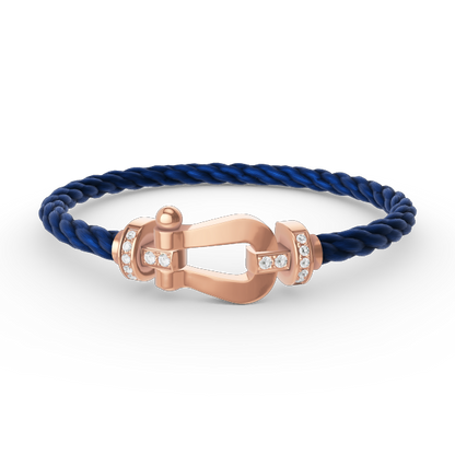 LUXEIFY FORCE LARGE HORSESHOE HALF DIAMOND BRACELET ROSE GOLD