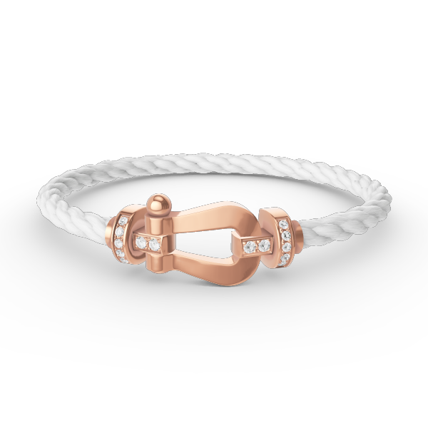 LUXEIFY FORCE LARGE HORSESHOE HALF DIAMOND BRACELET ROSE GOLD