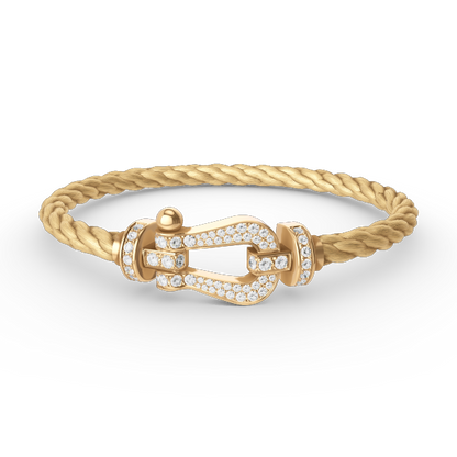LUXEIFY FORCE LARGE HORSESHOE FULL DIAMOND BRACELET GOLD