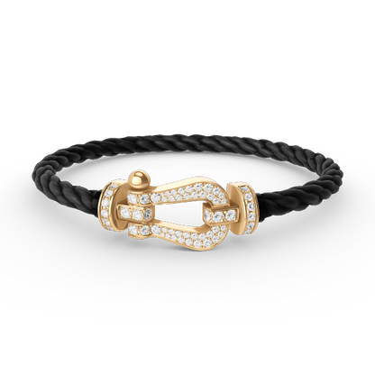 LUXEIFY FORCE LARGE HORSESHOE FULL DIAMOND BRACELET GOLD