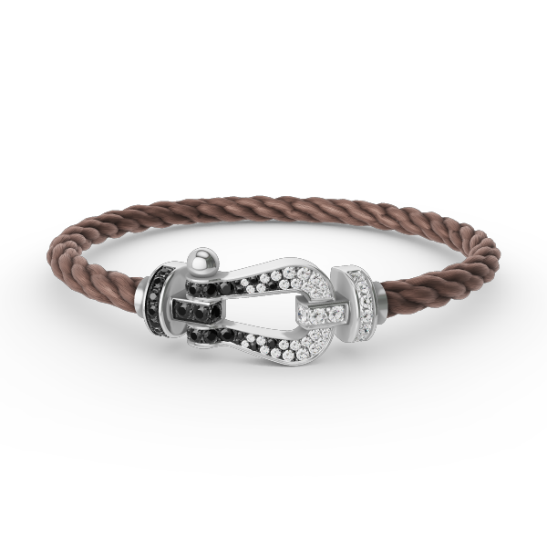 LUXEIFY FORCE LARGE HORSESHOE BLACK WHITE DIAMOND BRACELET SILVER