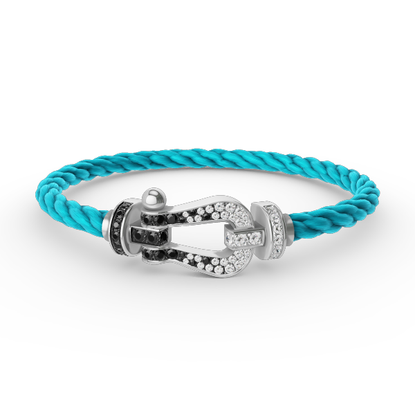 LUXEIFY FORCE LARGE HORSESHOE BLACK WHITE DIAMOND BRACELET SILVER