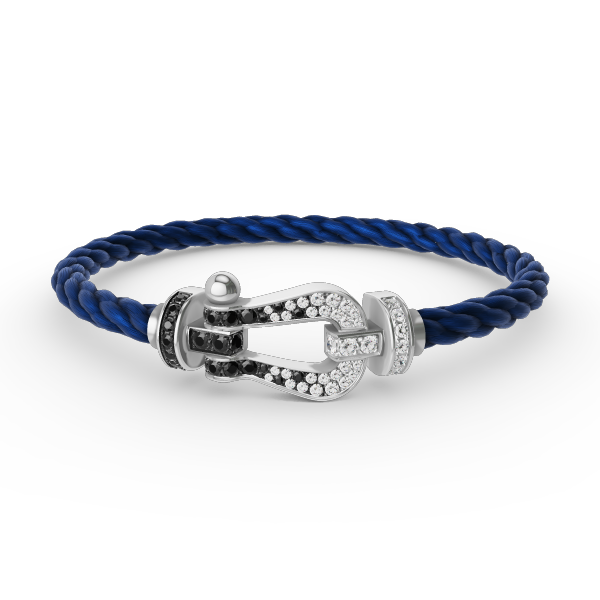 LUXEIFY FORCE LARGE HORSESHOE BLACK WHITE DIAMOND BRACELET SILVER