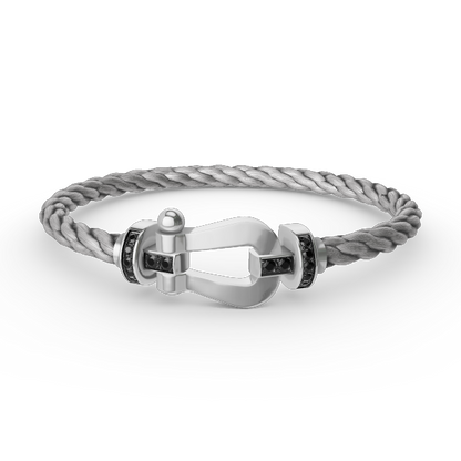 LUXEIFY FORCE LARGE HORSESHOE BLACK DIAMOND BRACELET SILVER