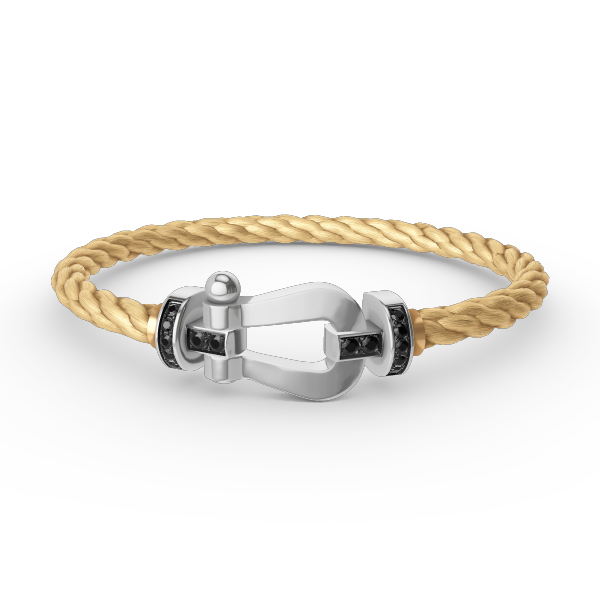 LUXEIFY FORCE LARGE HORSESHOE BLACK DIAMOND BRACELET SILVER