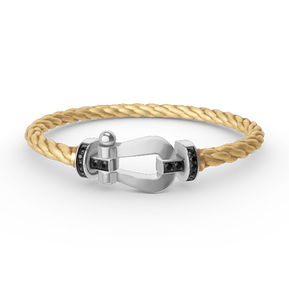 LUXEIFY FORCE LARGE HORSESHOE BLACK DIAMOND BRACELET SILVER