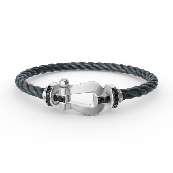 LUXEIFY FORCE LARGE HORSESHOE BLACK DIAMOND BRACELET SILVER
