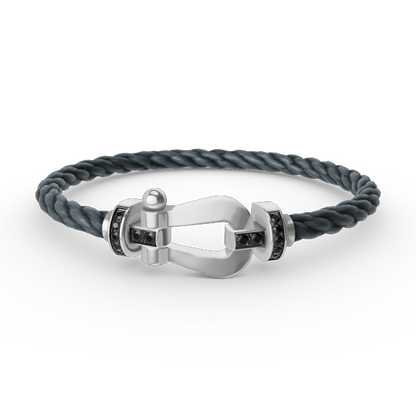 LUXEIFY FORCE LARGE HORSESHOE BLACK DIAMOND BRACELET SILVER