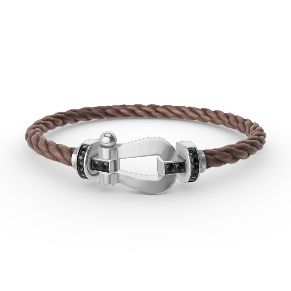 LUXEIFY FORCE LARGE HORSESHOE BLACK DIAMOND BRACELET SILVER