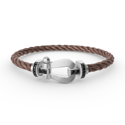 LUXEIFY FORCE LARGE HORSESHOE BLACK DIAMOND BRACELET SILVER