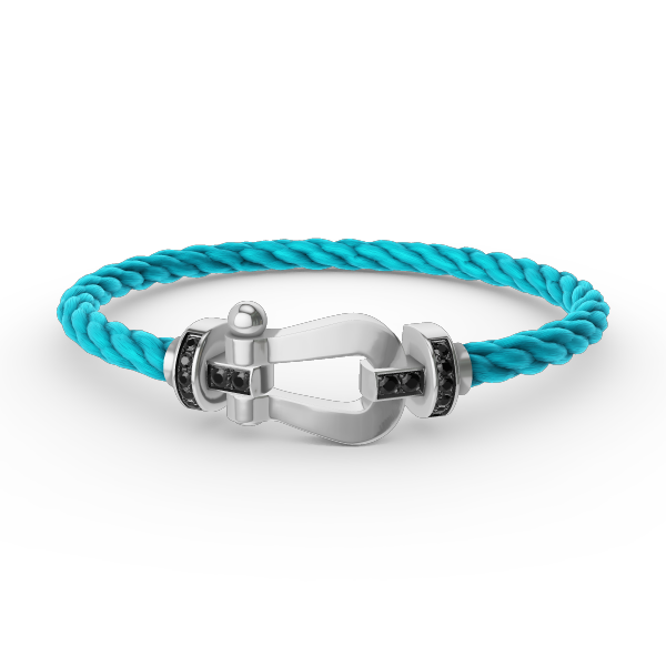 LUXEIFY FORCE LARGE HORSESHOE BLACK DIAMOND BRACELET SILVER