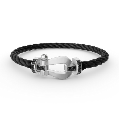 LUXEIFY FORCE LARGE HORSESHOE BLACK DIAMOND BRACELET SILVER