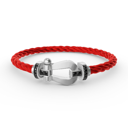 LUXEIFY FORCE LARGE HORSESHOE BLACK DIAMOND BRACELET SILVER