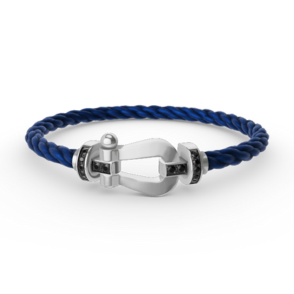 LUXEIFY FORCE LARGE HORSESHOE BLACK DIAMOND BRACELET SILVER