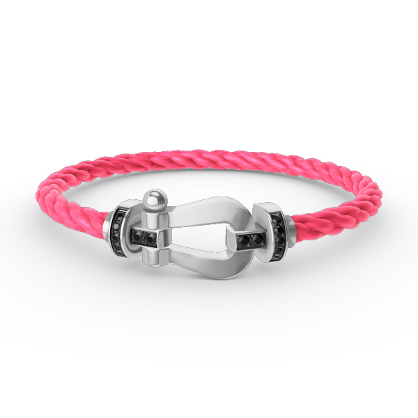 LUXEIFY FORCE LARGE HORSESHOE BLACK DIAMOND BRACELET SILVER