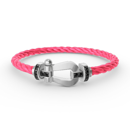 LUXEIFY FORCE LARGE HORSESHOE BLACK DIAMOND BRACELET SILVER