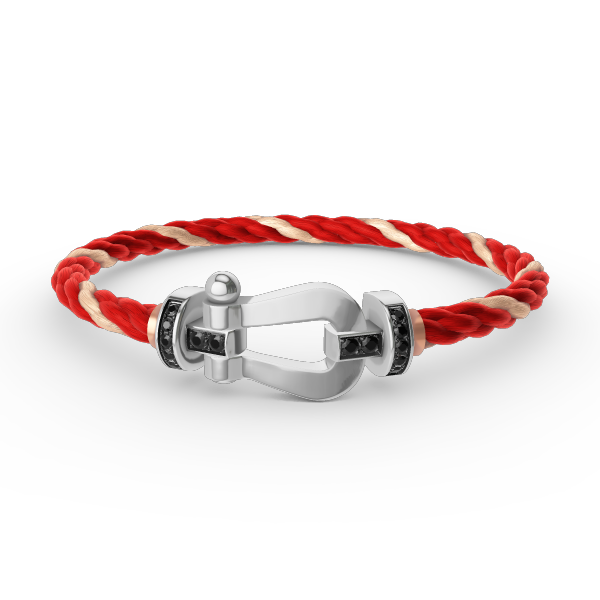 LUXEIFY FORCE LARGE HORSESHOE BLACK DIAMOND BRACELET SILVER