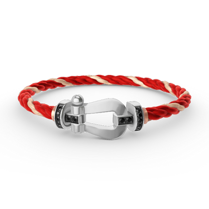 LUXEIFY FORCE LARGE HORSESHOE BLACK DIAMOND BRACELET SILVER